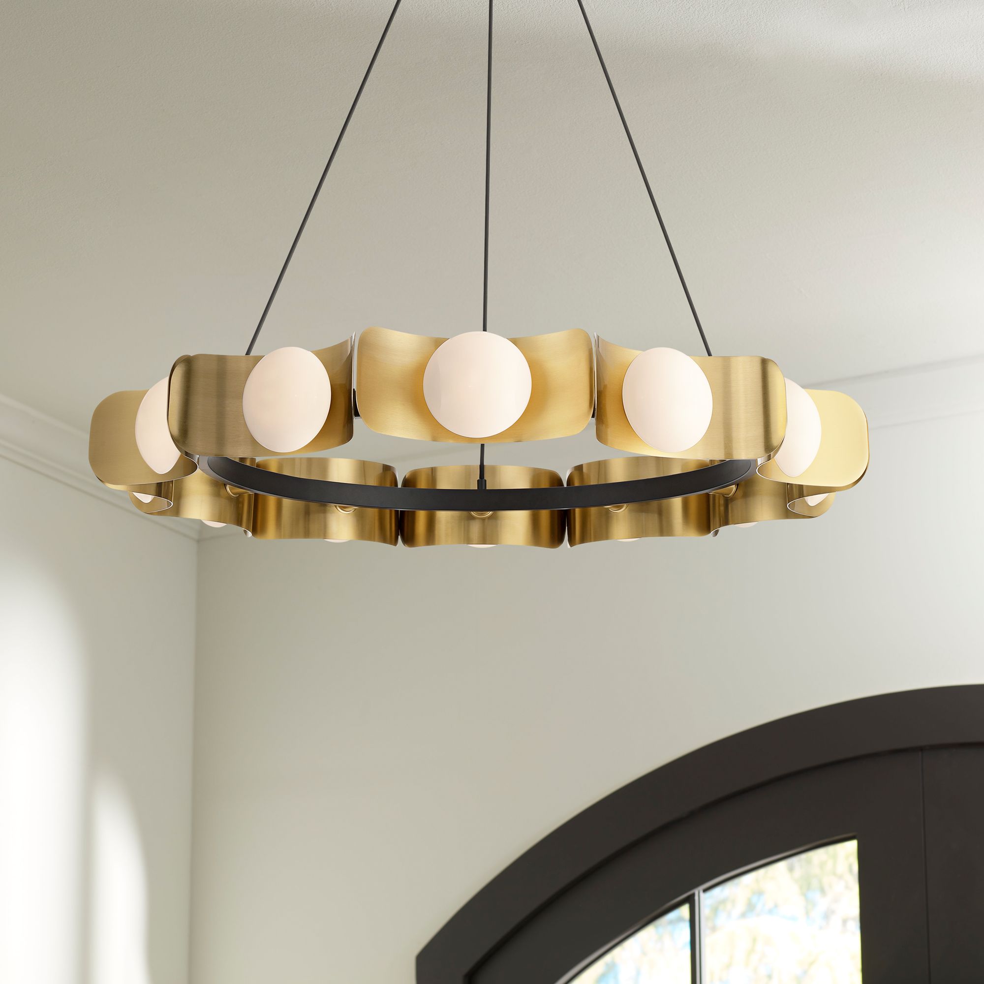 Image 1 Possini Euro Novara 37 1/2" Wide Gold  Black 12-Light Ring Chandelier in scene