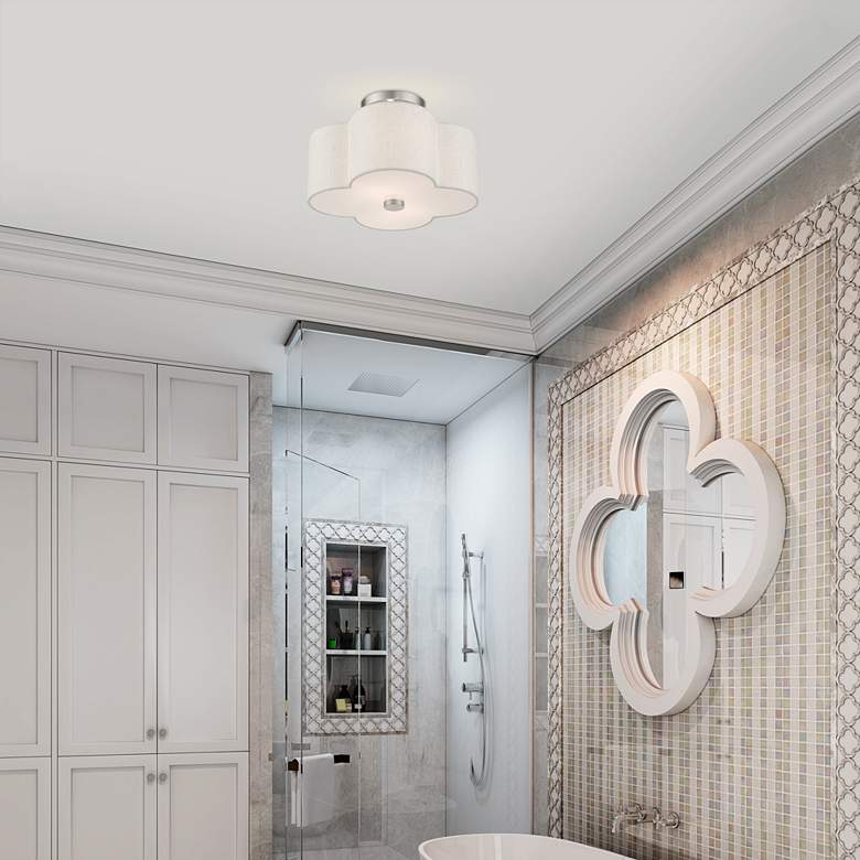 Image 1 Solstice 13" Wide Brushed Nickel Quatrefoil Ceiling Light in scene