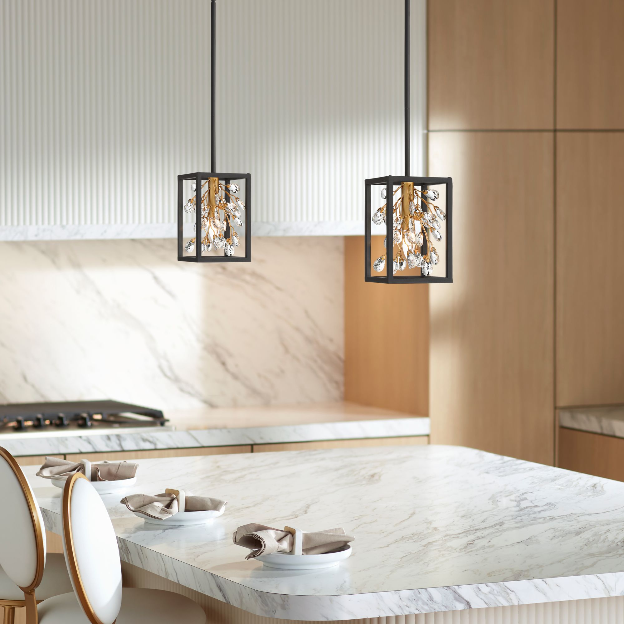 Image 1 Possini Euro Carrine 6" Wide Black and Gold Mini Pendant Light in scene