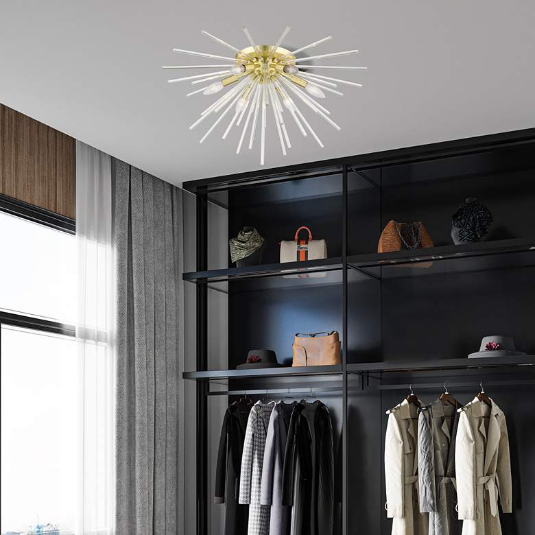 Image 1 Utopia Extra Large 6 Light Satin Brass Flush Mount in scene