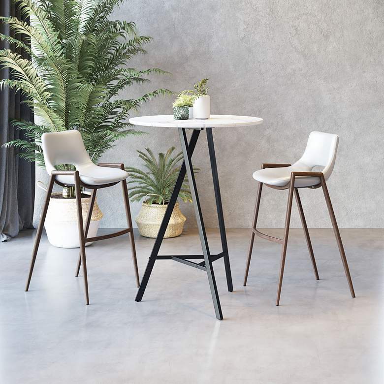 Image 1 Zuo Desi 29 1/4" White Faux Leather Bar Stools Set of 2 in scene