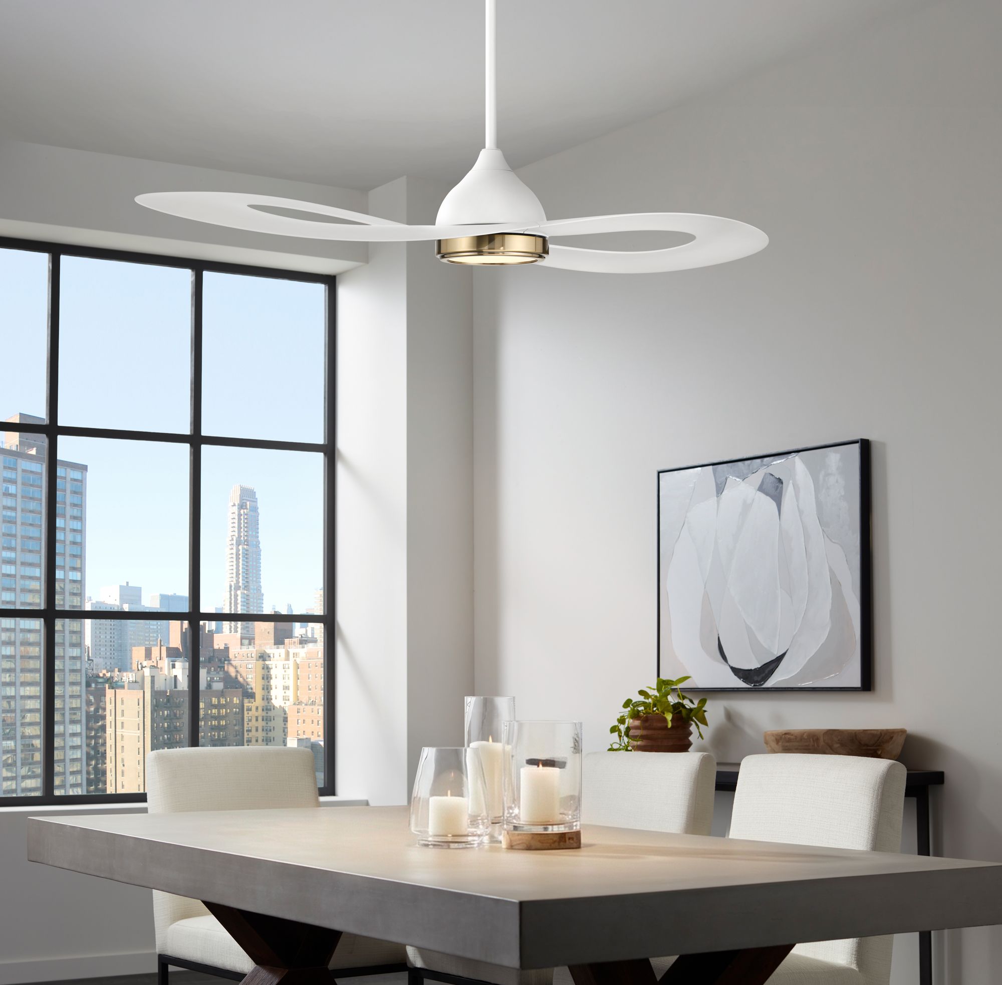 Watch A Video About the 52 Possini Euro Obi Matte White CCT LED Damp Ceiling Fan with Remote