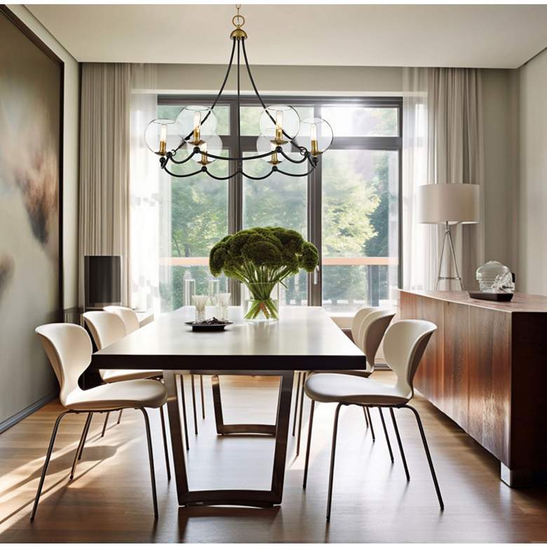 Image 1 Kearney Park 29" Wide Coal and Brass 6-Light Chandelier in scene
