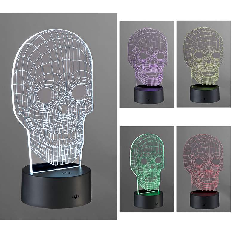 Image 1 3D Illusion 8 1/2"H LED Skull Novelty Accent Lamp