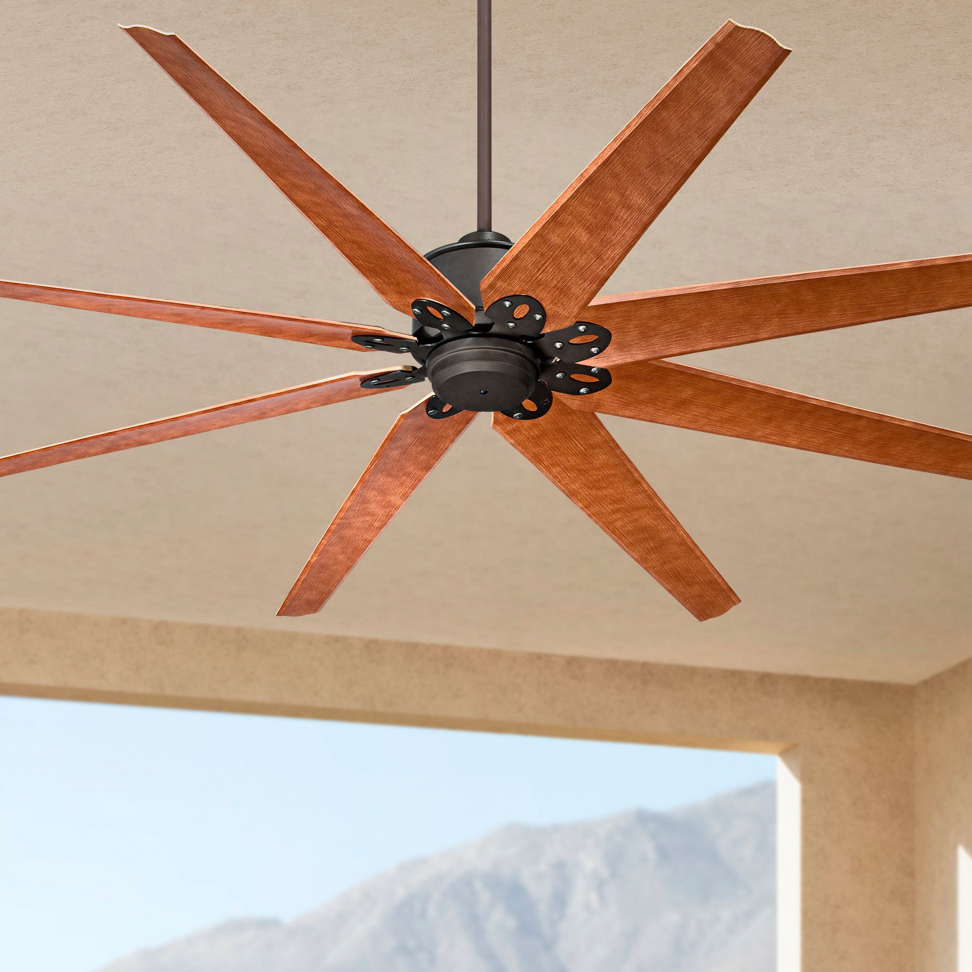 72" Casa Vieja Predator English Bronze Outdoor Ceiling Fan with Remote in scene