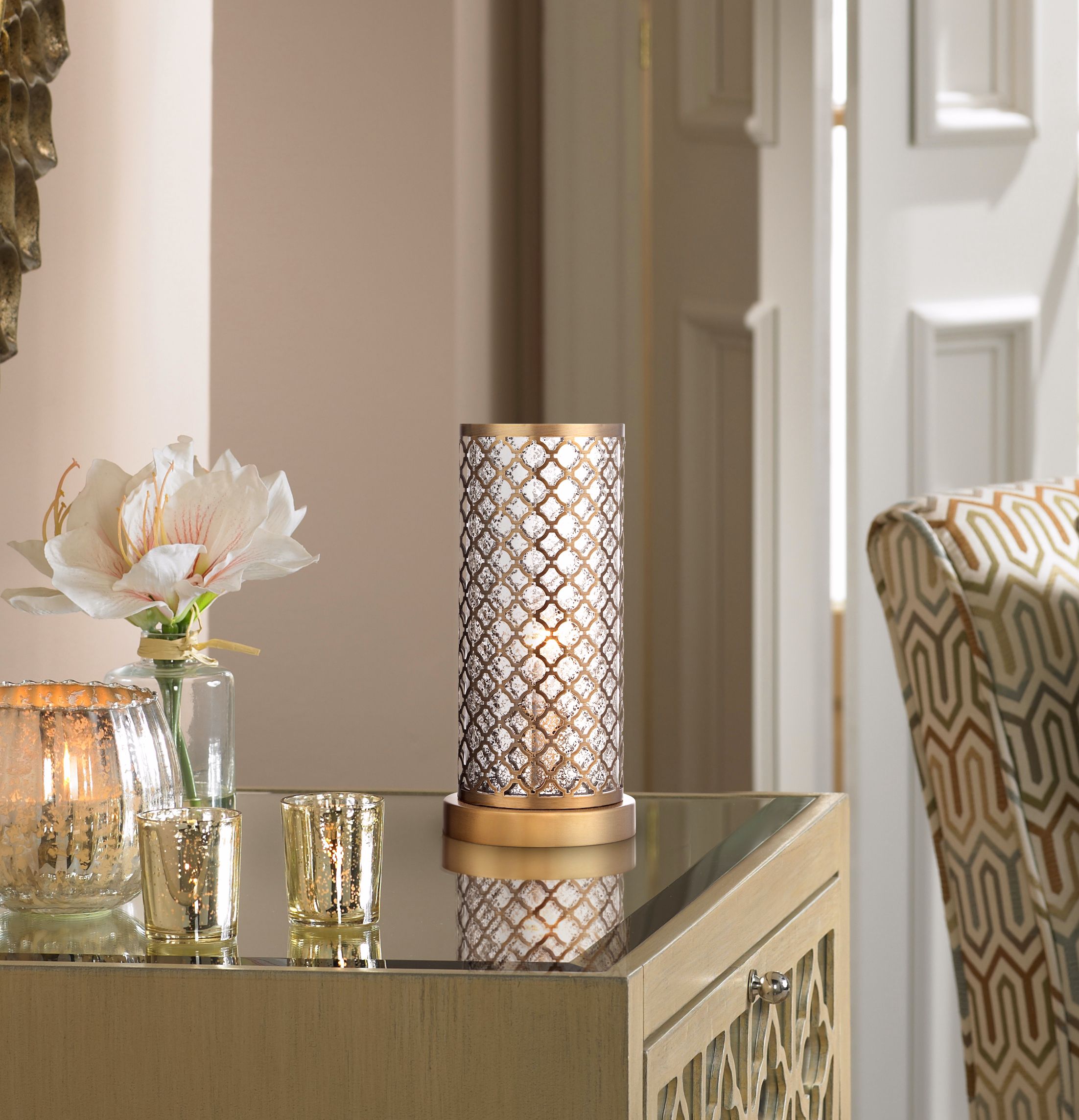 Image 1 360 Lighting Alcazar 12" High Brass and Mercury Glass Accent Light in scene