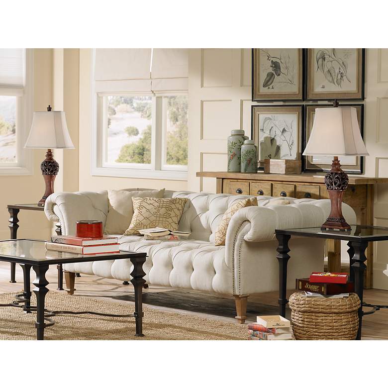 Image 1 Regency Hill Exeter 30" High Faux Wood Finish Table Lamps Set of 2 in scene