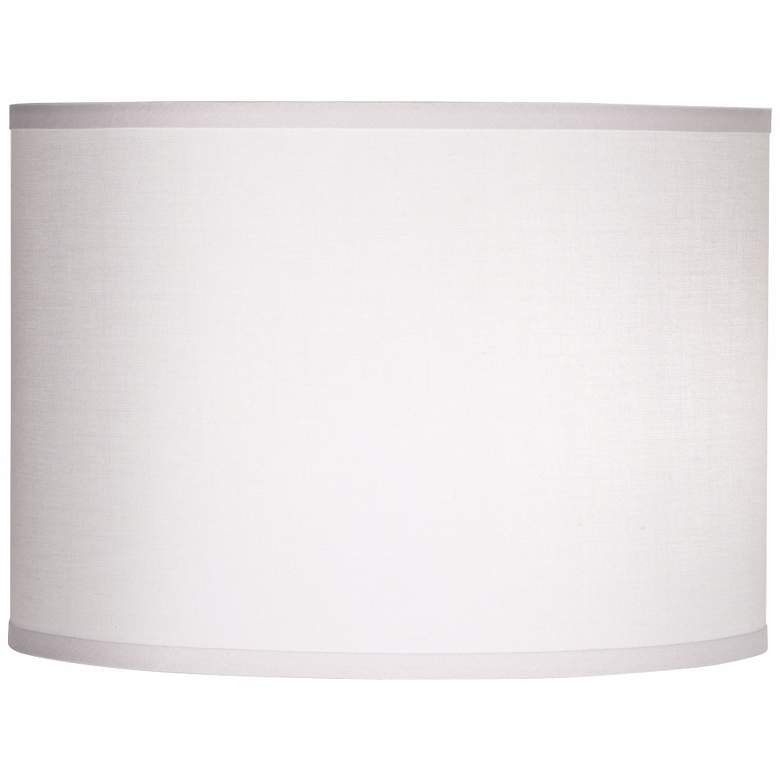 Image 1 3T324 - White Brussels Linen Drum Lamp Shade