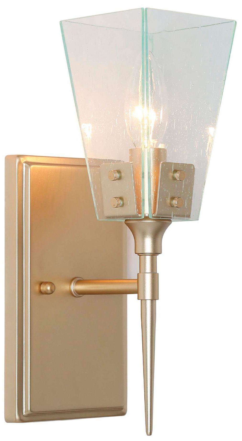 4.5"W 1-Light Gold Seeded Glass Wall Sconce