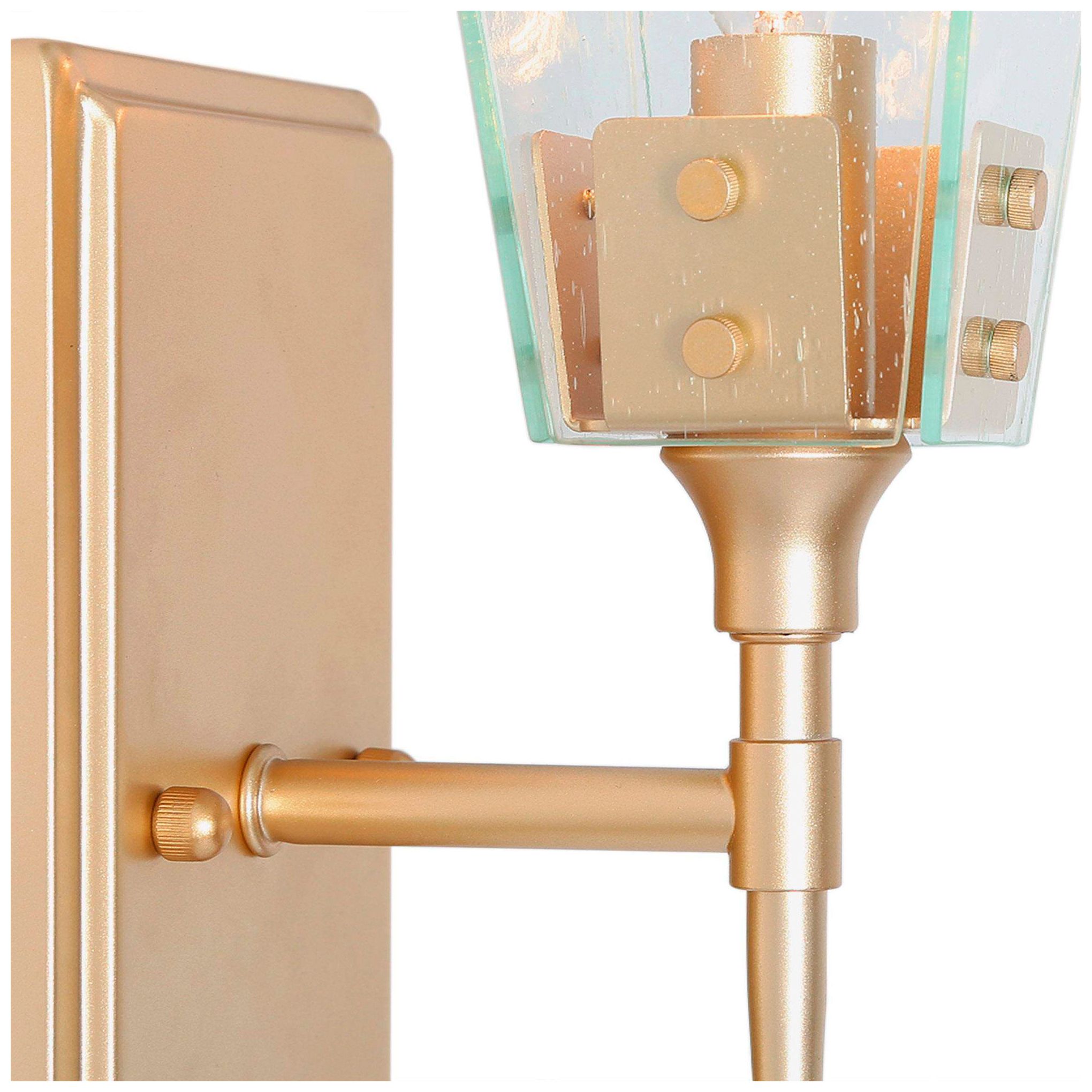 Image 3 4.5"W 1-Light Gold Seeded Glass Wall Sconce more views