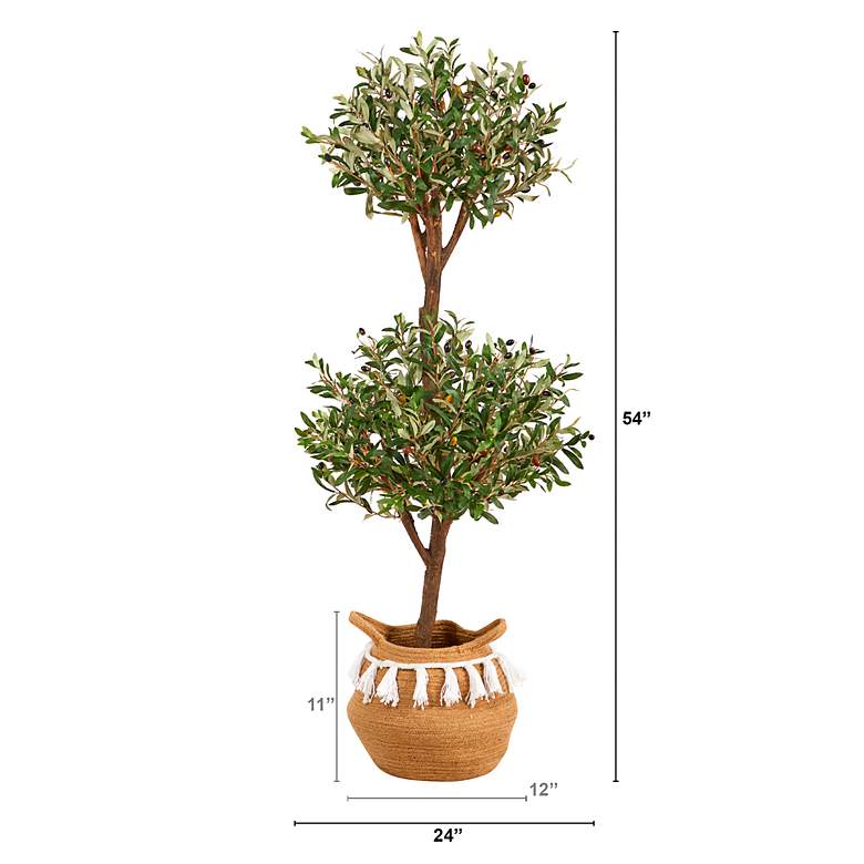 Image 3 4.5ft. Artificial Olive Double Topiary Tree with Handmade Basket more views