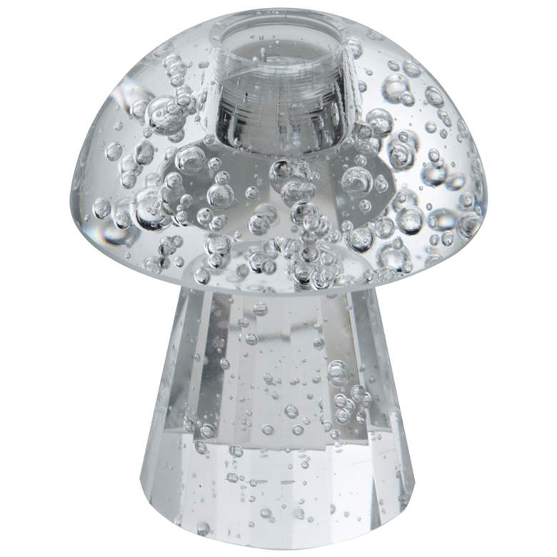 Image 1 4.7" High Mushroom Shaped Clear Glass Taper Candle Holder