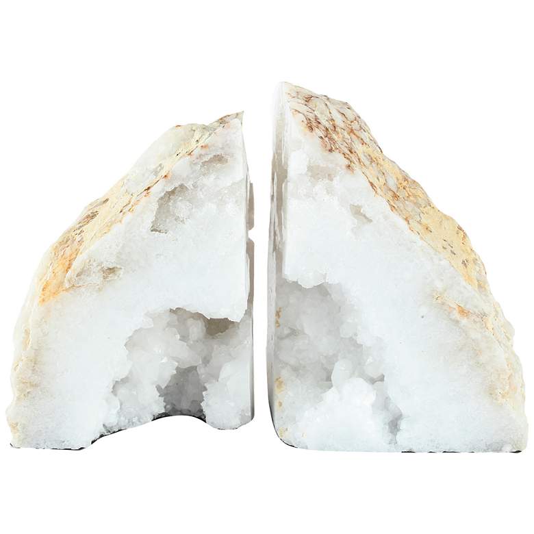 Image 1 4..7 inch High White Natural Geode Bookends