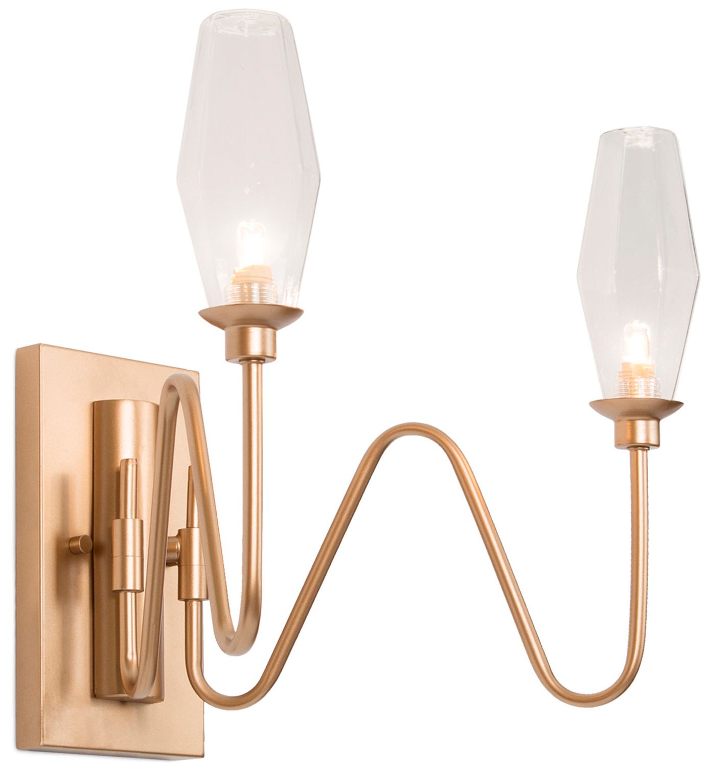 4.7"W 2-Light Gold Seeded Glass Bathroom Vanity Light