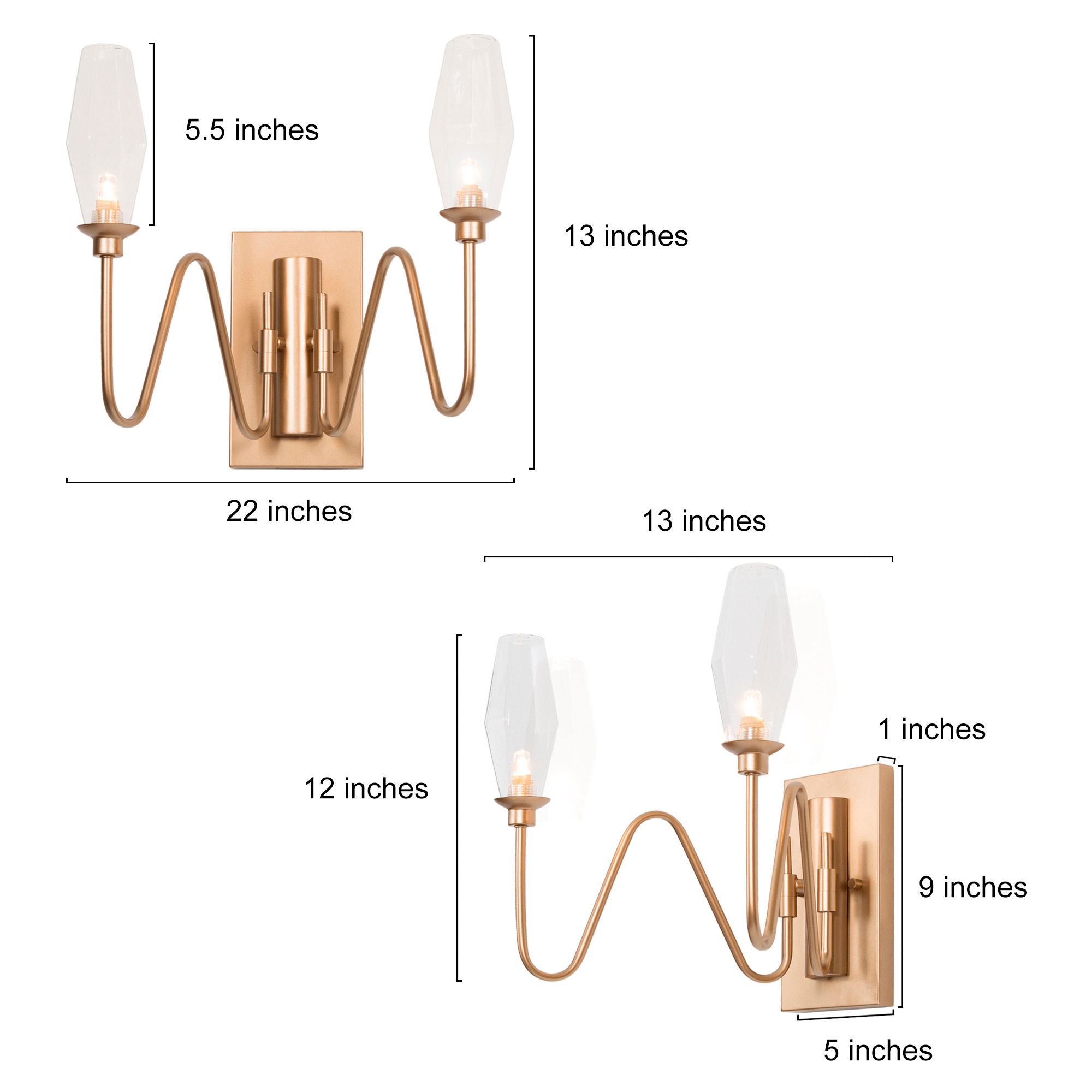 Image 2 4.7"W 2-Light Gold Seeded Glass Bathroom Vanity Light more views