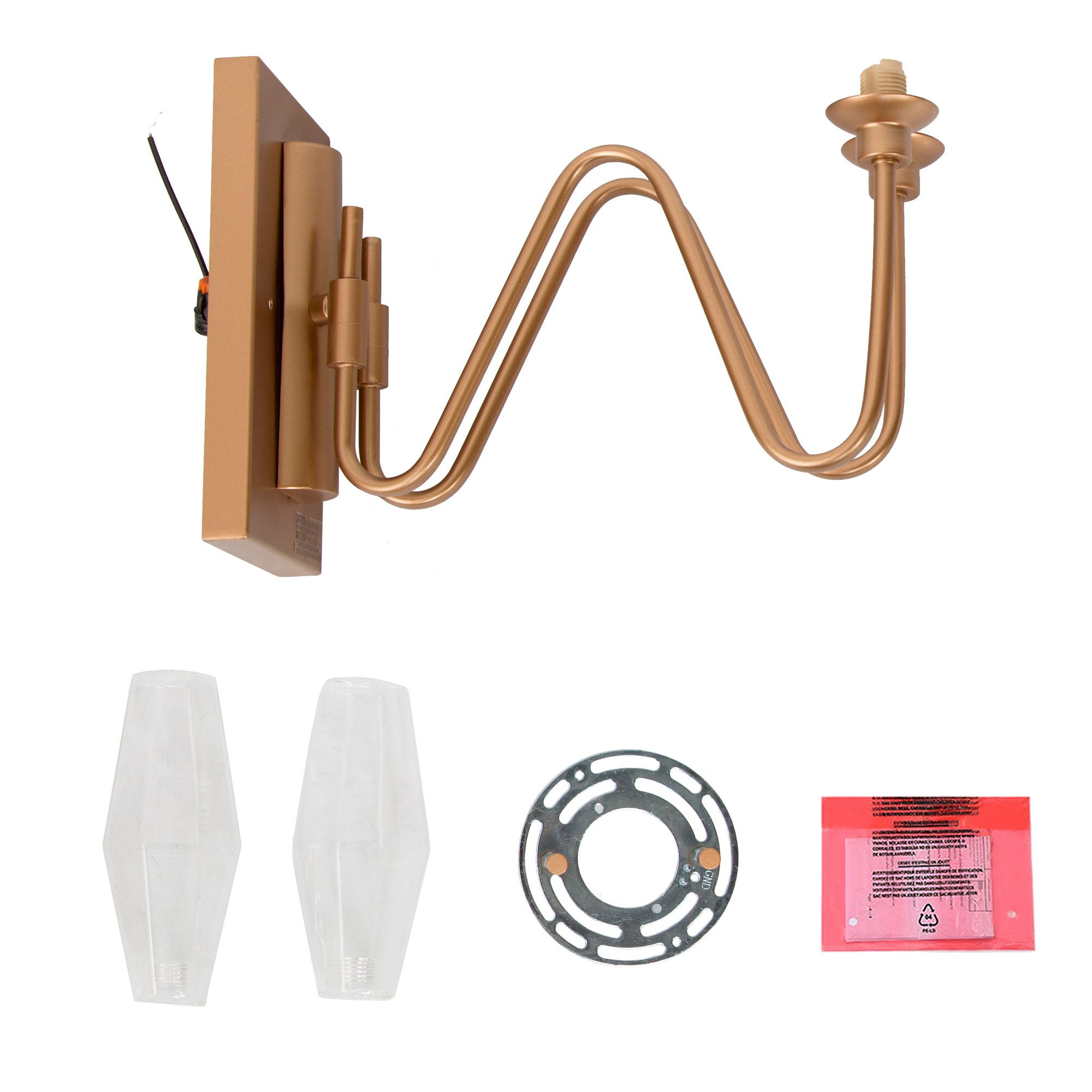 Image 5 4.7"W 2-Light Gold Seeded Glass Bathroom Vanity Light more views