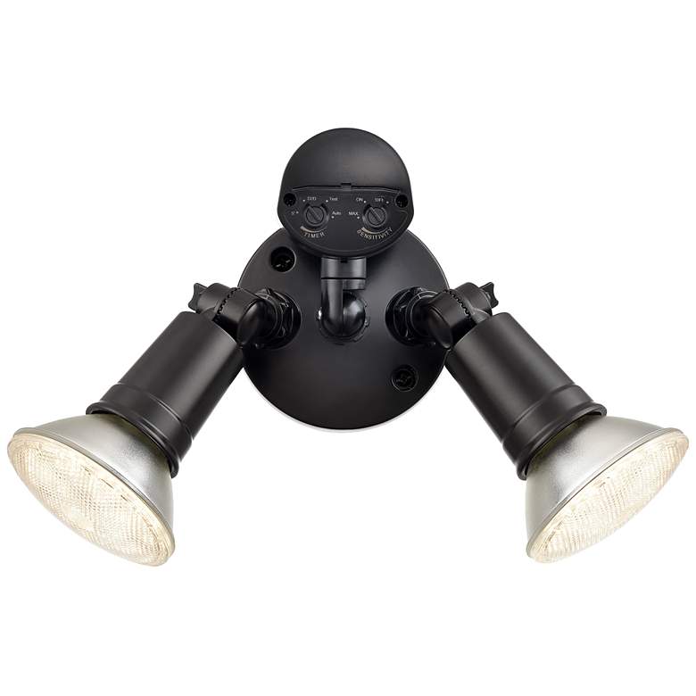 Image 2 4.75" High 2-Light Outdoor Security Flood Light in Powder Coated Black more views