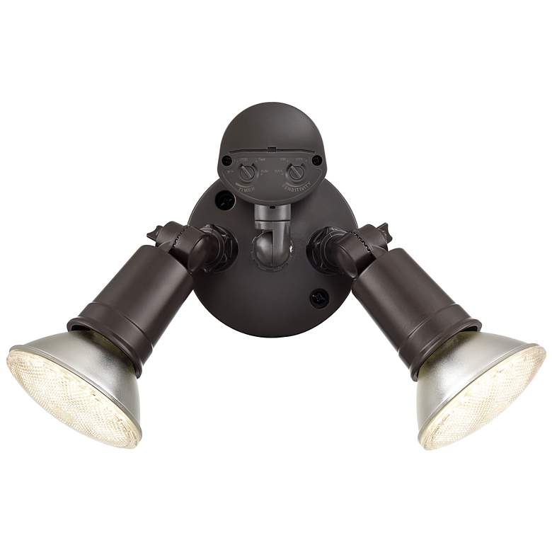 Image 2 4.75" High 2-Light Outdoor Security Flood Light in Powder Coated Bronze more views