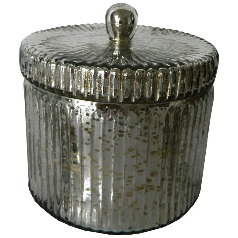 Image 1 4.75" Silver Mercury Glass Jar Earl Grey Scented Soy Wax Candle