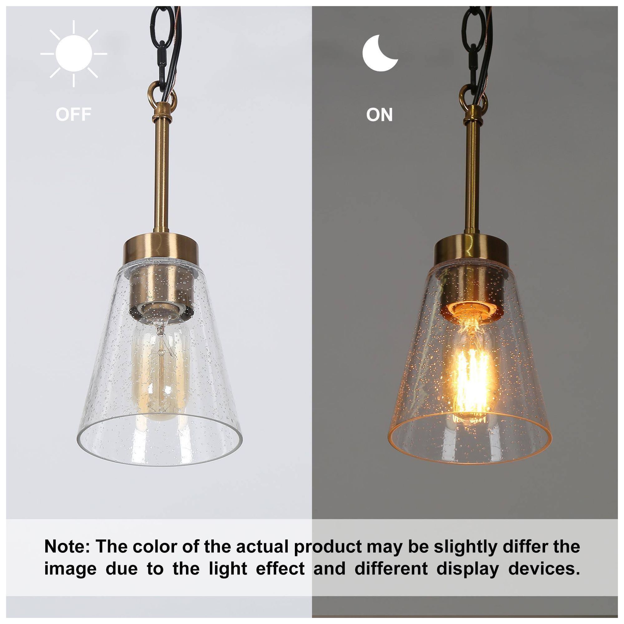 Image 2 4.8" Wide Brass 1-Light Island Pendant Light with Seeded Glass Shade more views