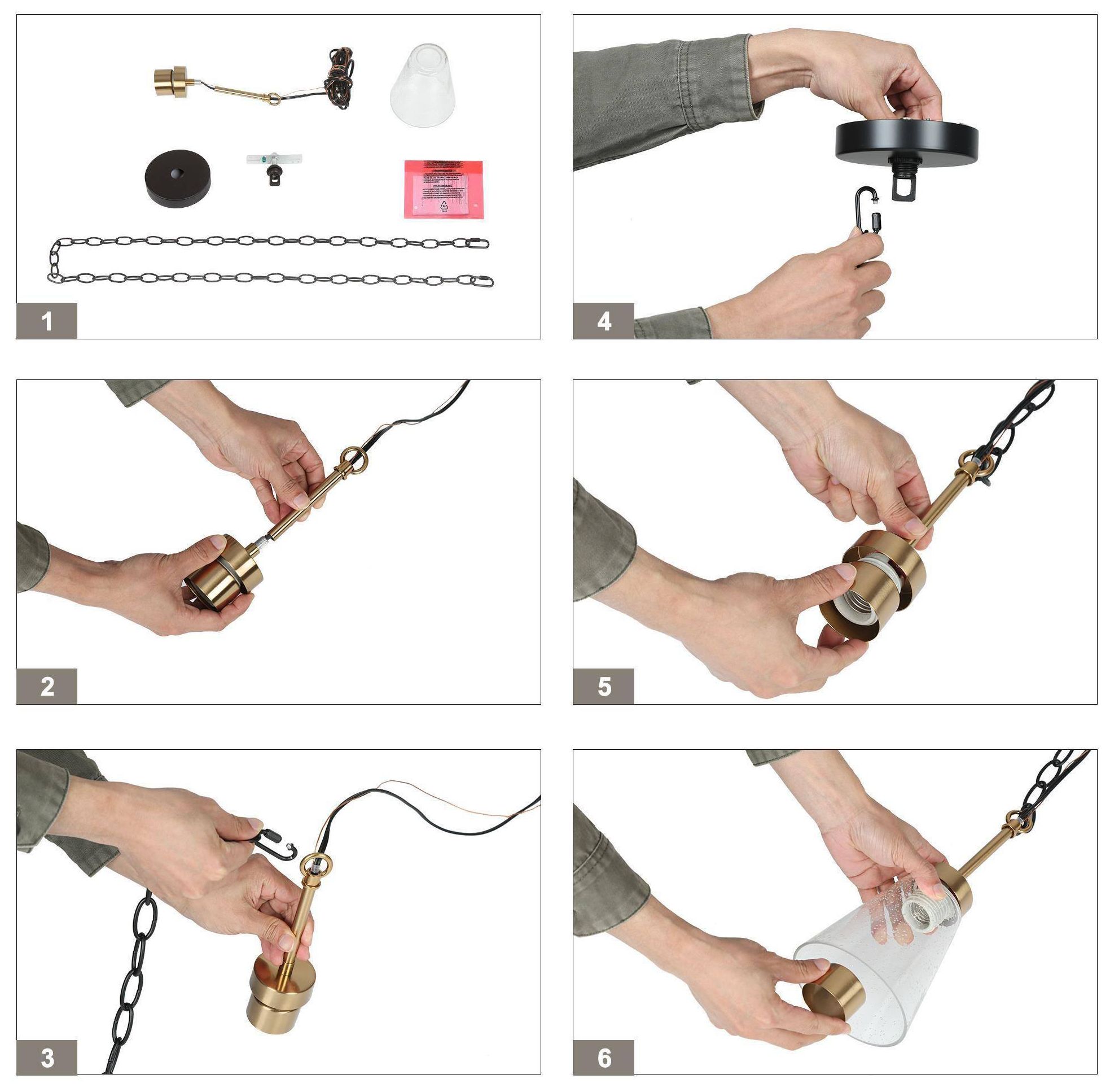 Image 6 4.8" Wide Brass 1-Light Island Pendant Light with Seeded Glass Shade more views