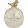 4 1/2" Spar Shiny Pearlized White Decorative Jar with Gold Lid