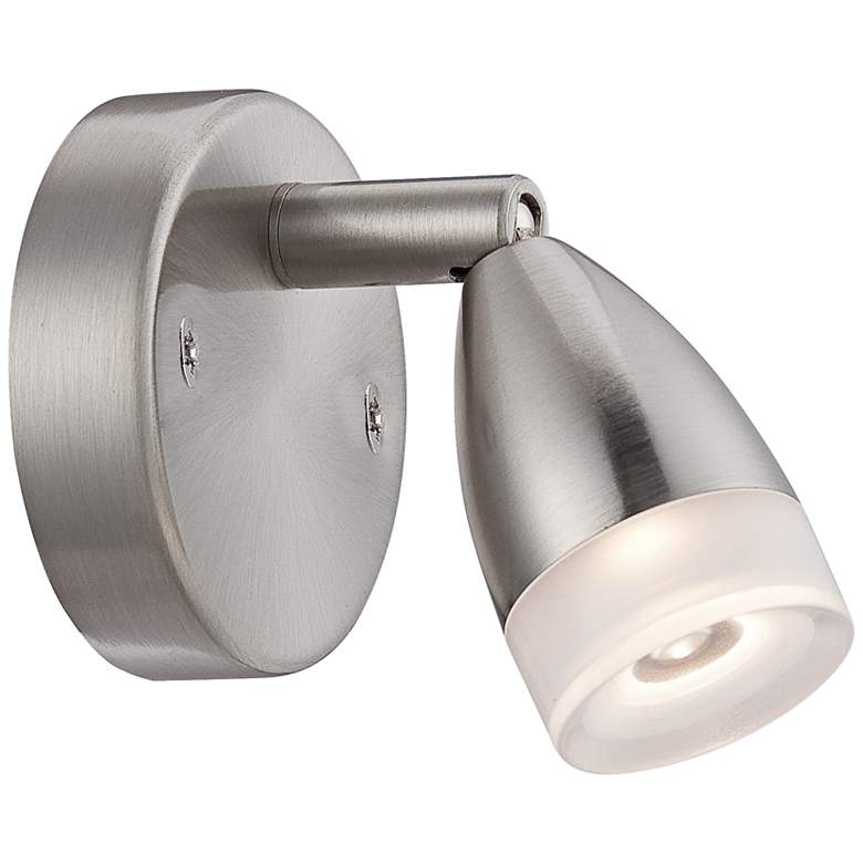 Image 1 4 1/2 inch Wide Bullet Satin Nickel LED Picture Light