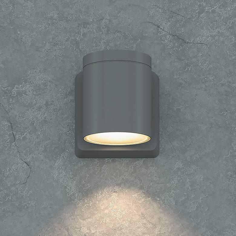 Image 1 4" Cylinder Outdoor Silver Down Wall Light