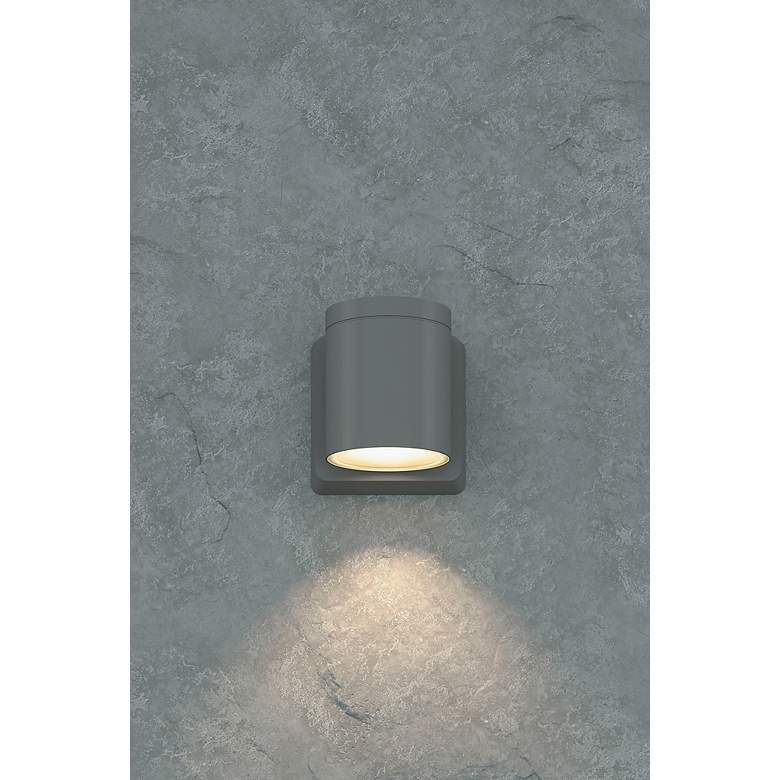 Image 3 4" Cylinder Outdoor Silver Down Wall Light more views