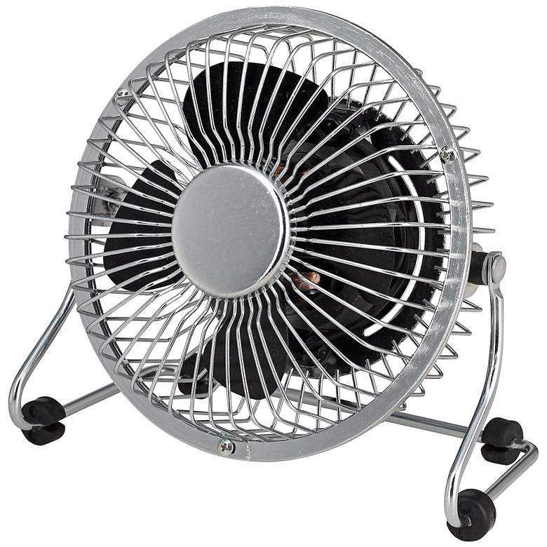 Image 1 4" Desk Fan In Chrome Mini Grill with Black Blade