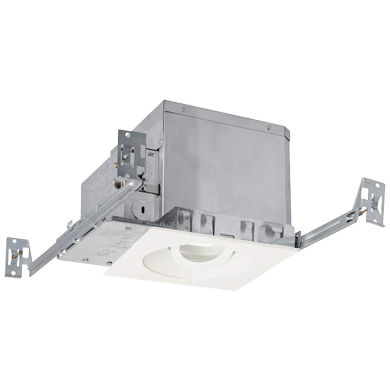 Image 1 4" White 750 Lumen LED Adjustable Square Gimbal Recessed Kit
