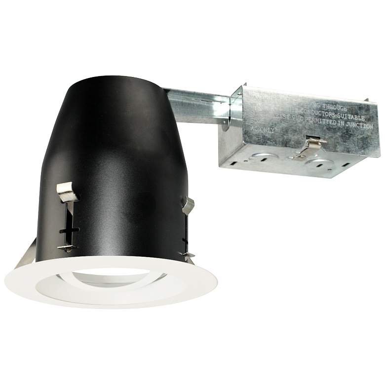 Image 1 4" White 750 Lumen LED Remodel Round Gimbal Recessed Kit