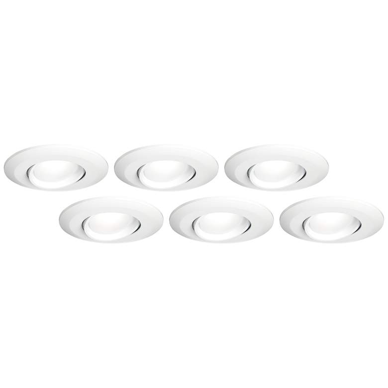 Image 1 4 inch White Gimbal Retrofit 10W LED Eyeball Downlights 6-Pack