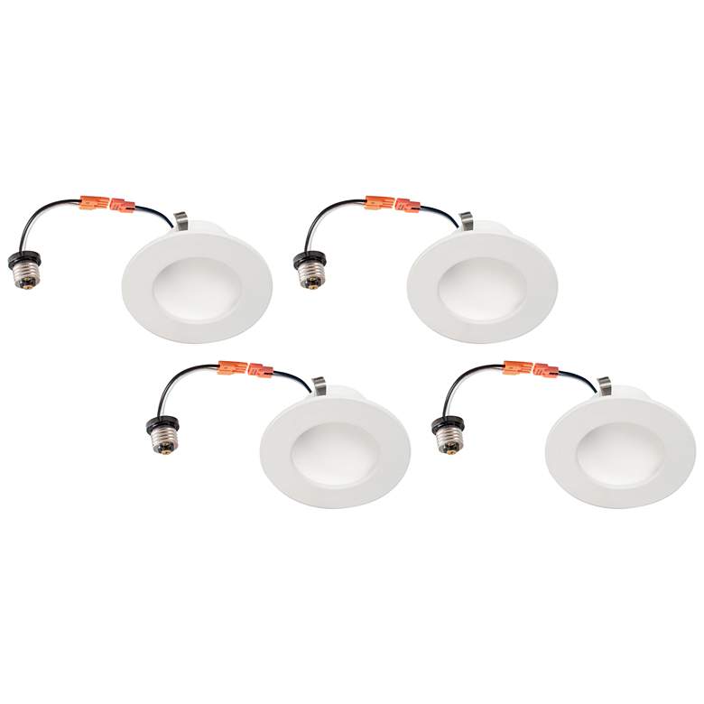Image 1 4" White Retrofit 10W LED Dome Recessed Downlights 4-Pack