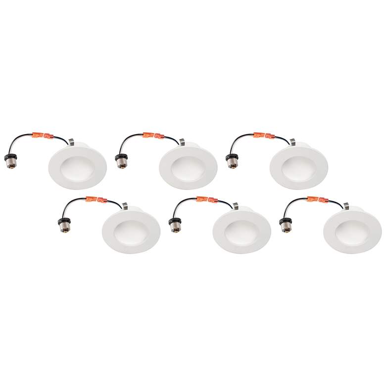Image 1 4" White Retrofit 10W LED Dome Recessed Downlights 6-Pack