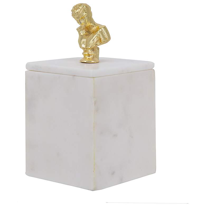 Image 1 4" Wide White Marble Decorative Box