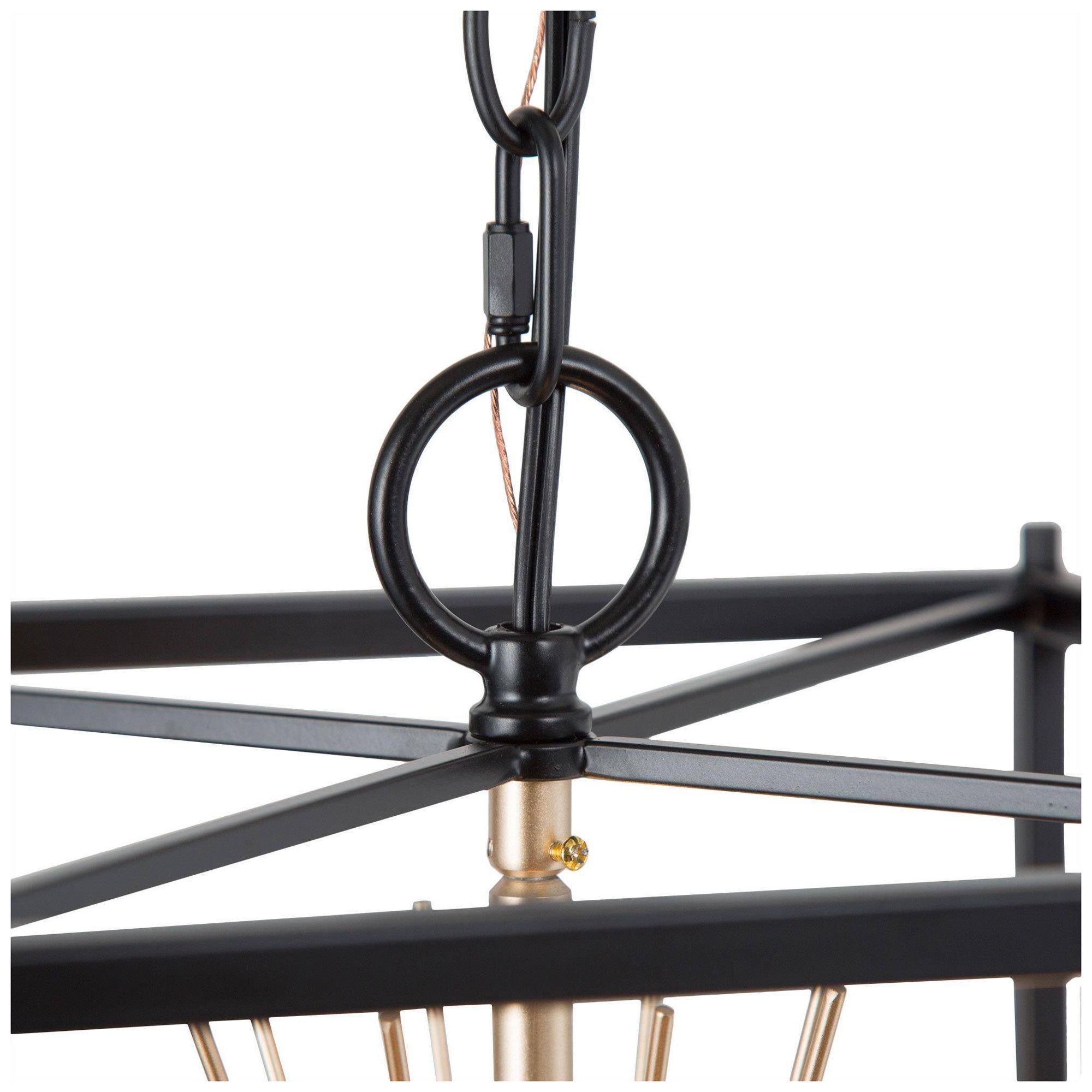 Image 4 4-Light 11.8"W Sputnik Matt Black and Metallic Gold Chandeliers more views