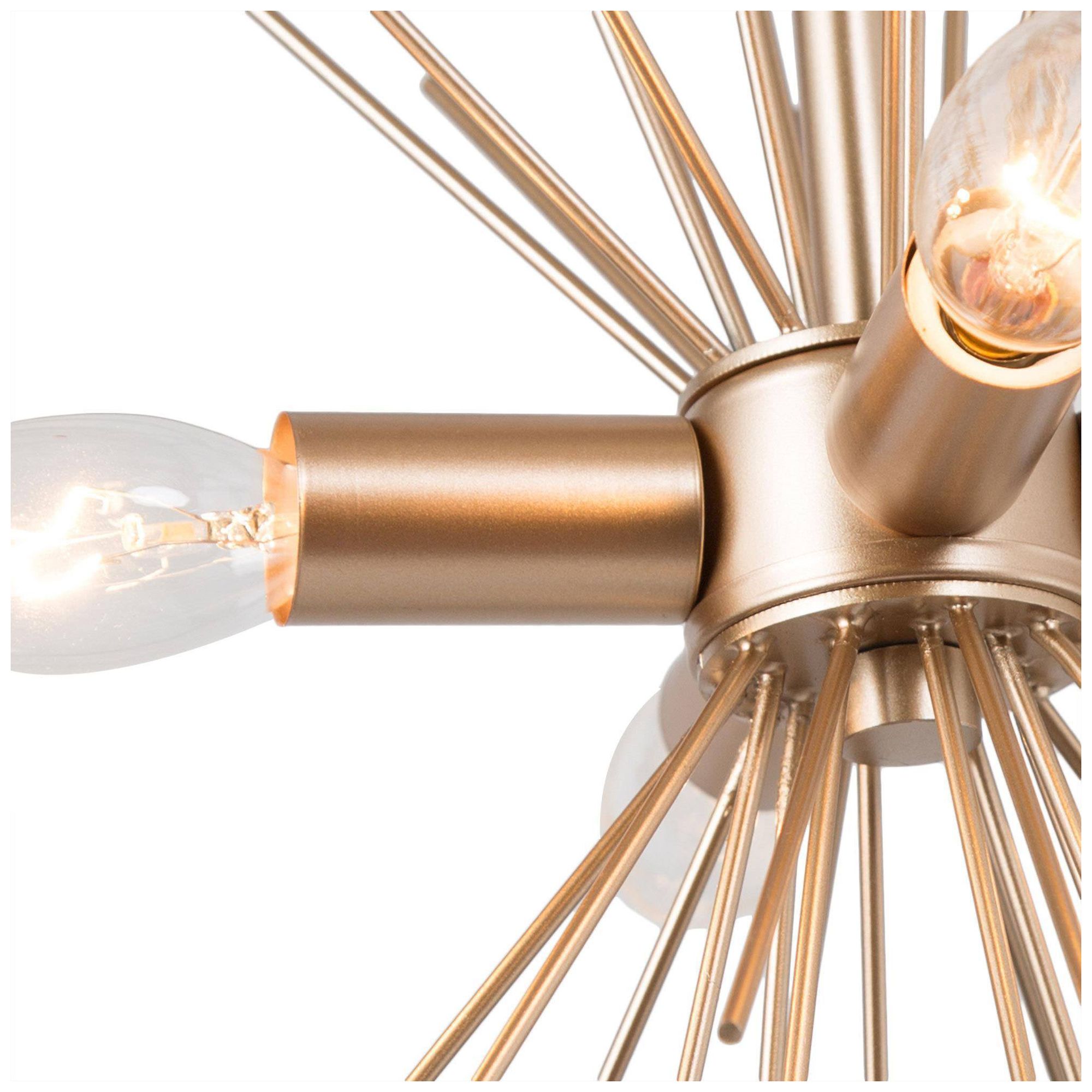 Image 5 4-Light 11.8"W Sputnik Matt Black and Metallic Gold Chandeliers more views