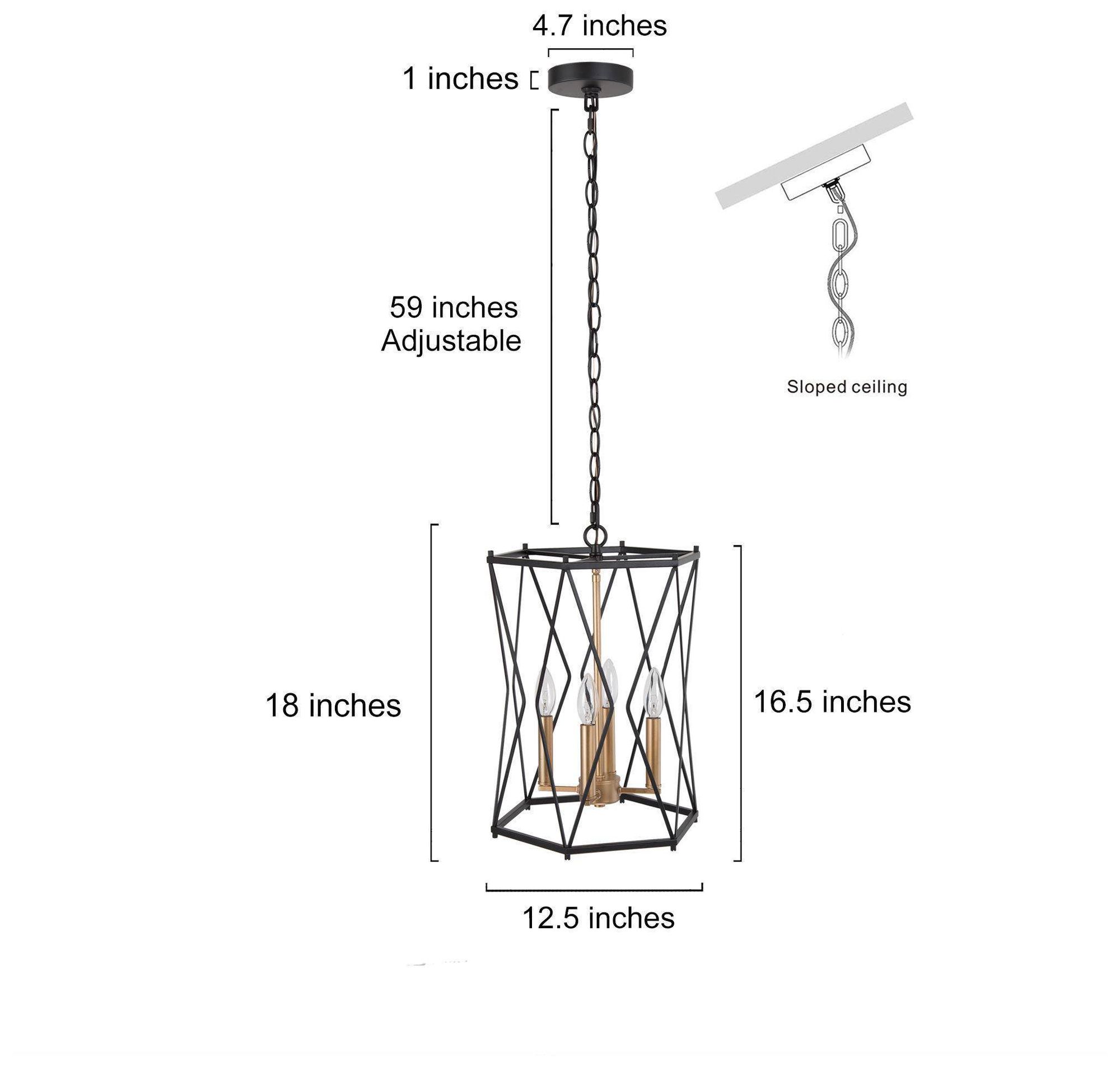 Image 4 4-Light 12.6"W Geometric Black and Dark Gold  Chandeliers more views