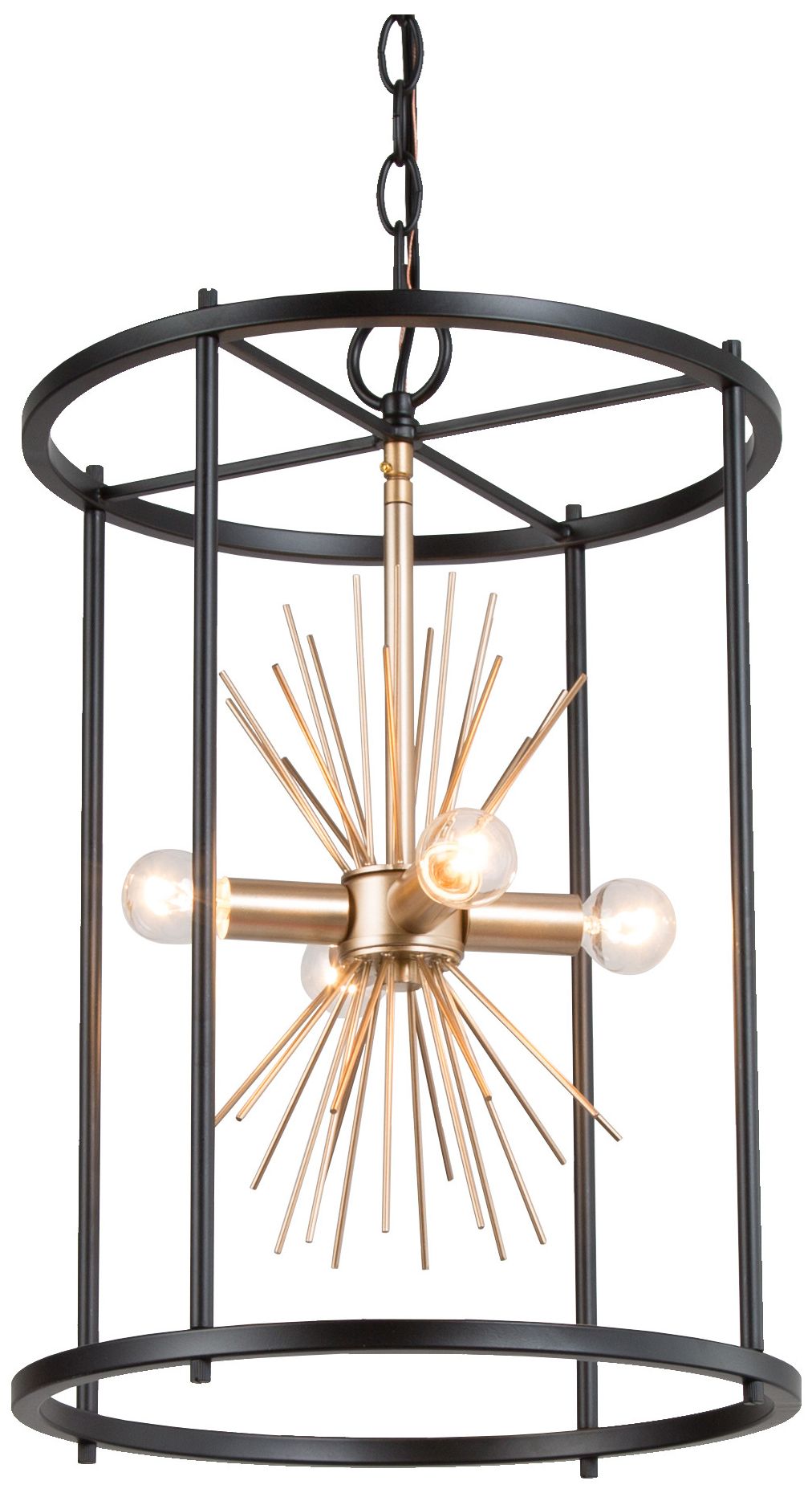 4-Light 12.6"W Sputnik Matt Black and Metallic Gold Chandeliers