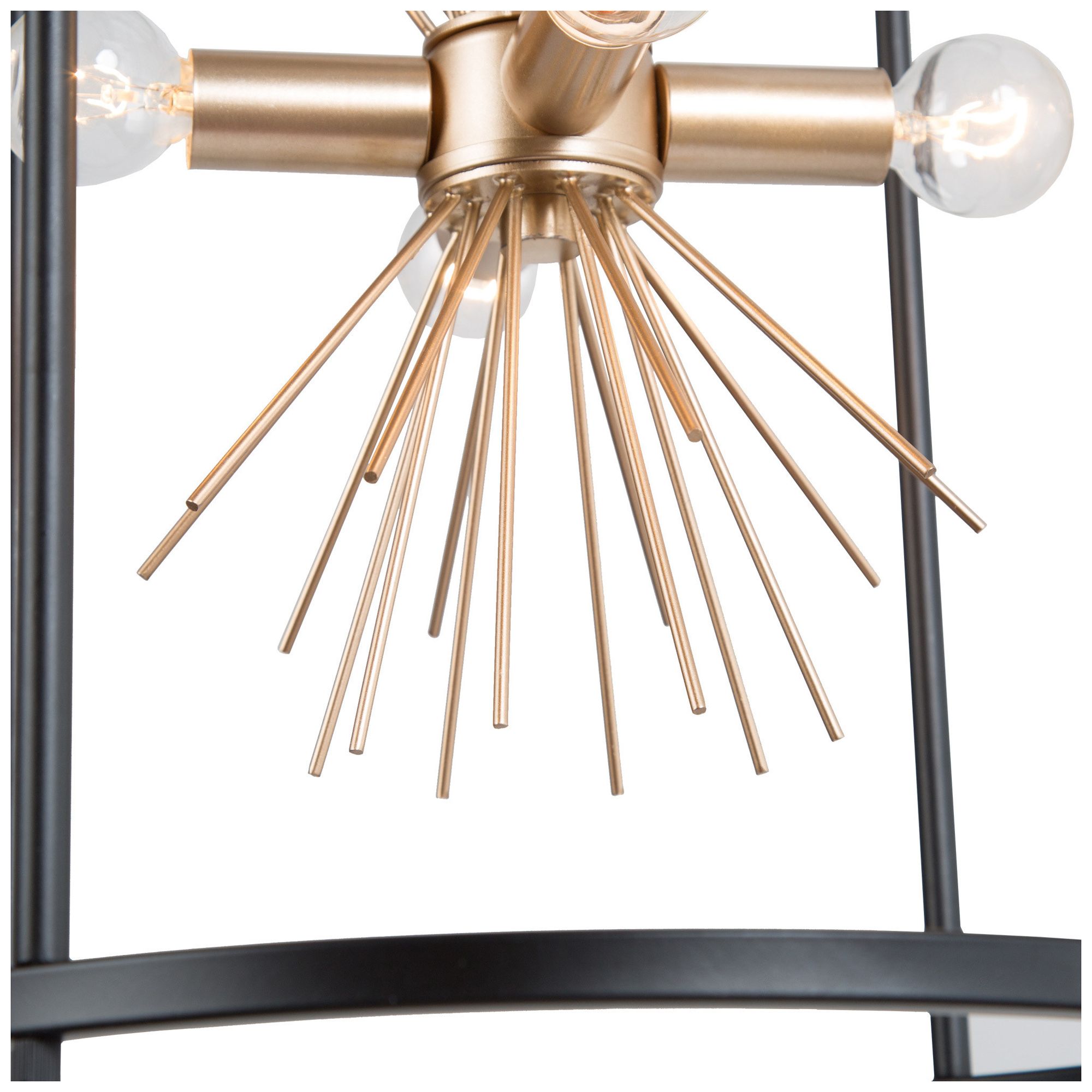 Image 5 4-Light 12.6"W Sputnik Matt Black and Metallic Gold Chandeliers more views