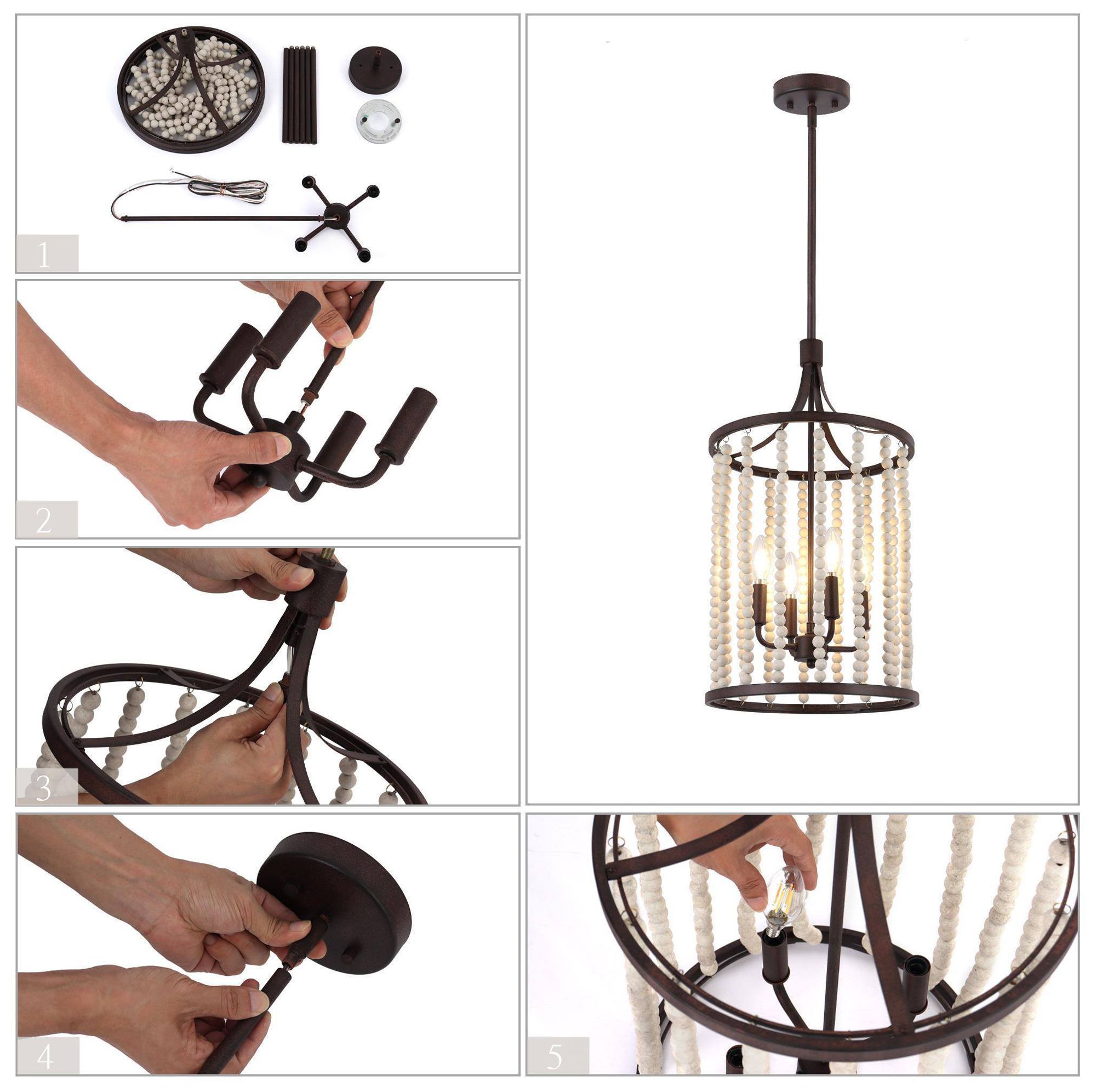 Image 5 4-Light 12.6"W Tiered Rust Bronze Chandeliers more views