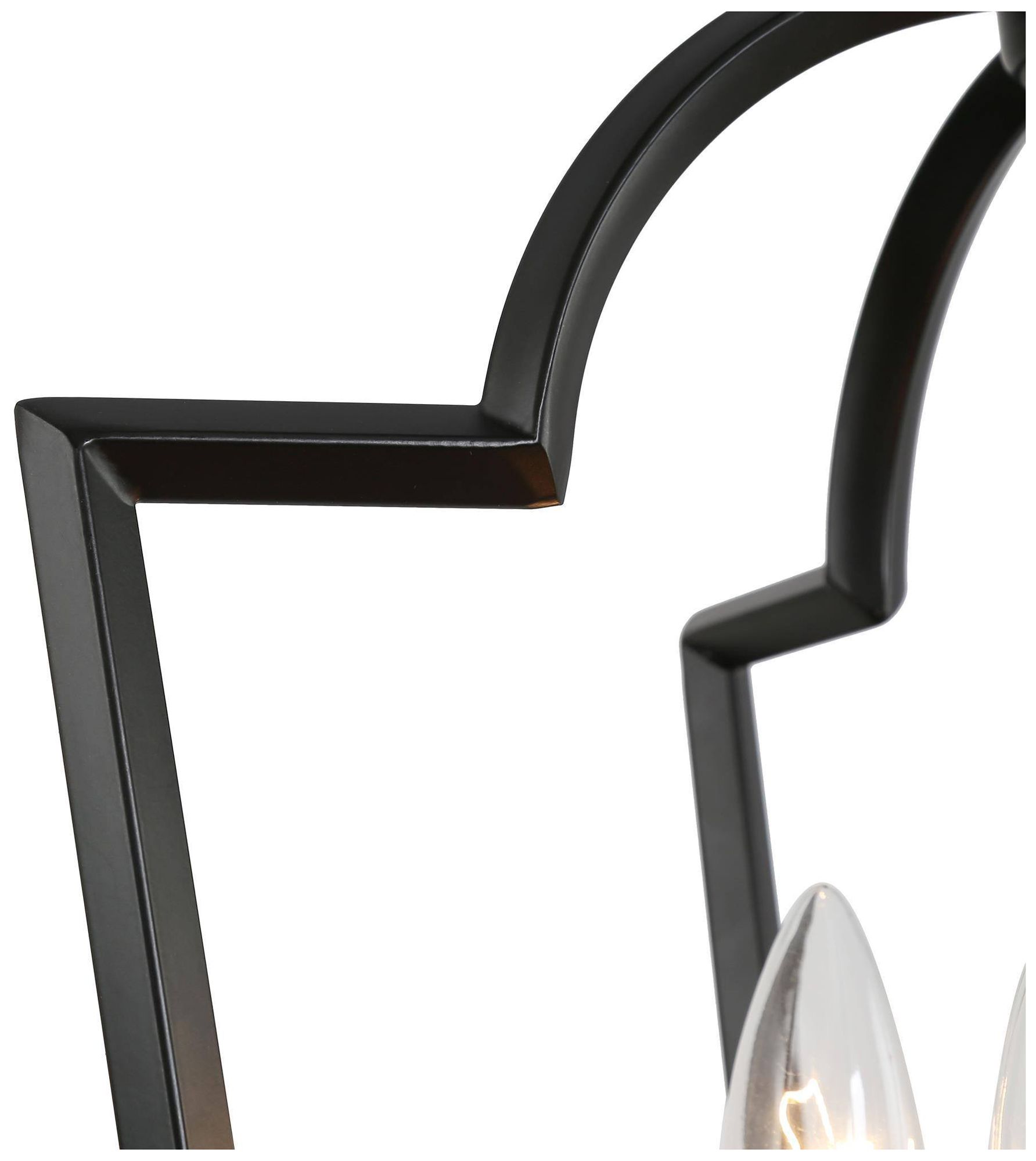 Image 3 4-Light 14.6"W Geometric Matt Black and Metallic Gold Chandeliers more views