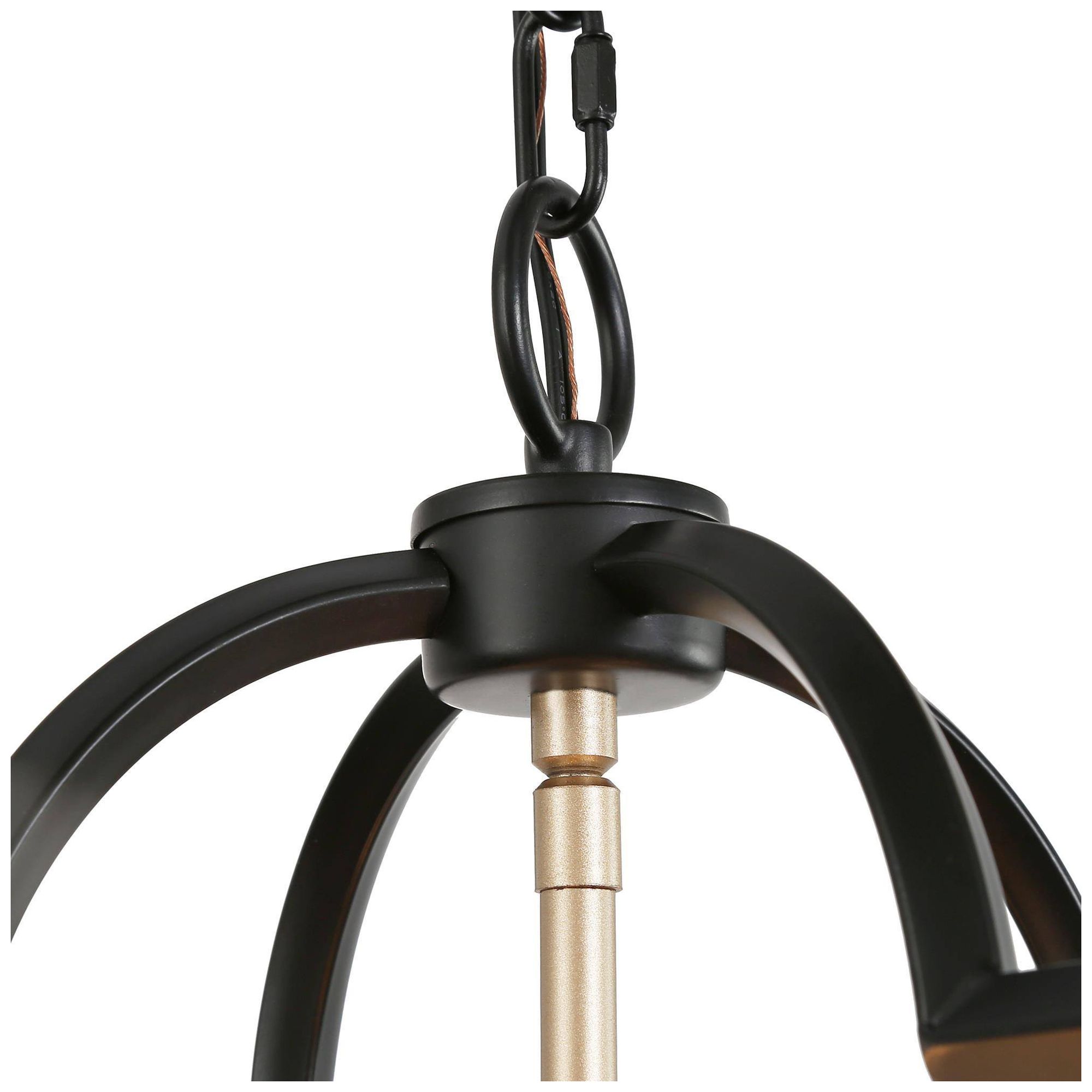 Image 4 4-Light 14.6"W Geometric Matt Black and Metallic Gold Chandeliers more views