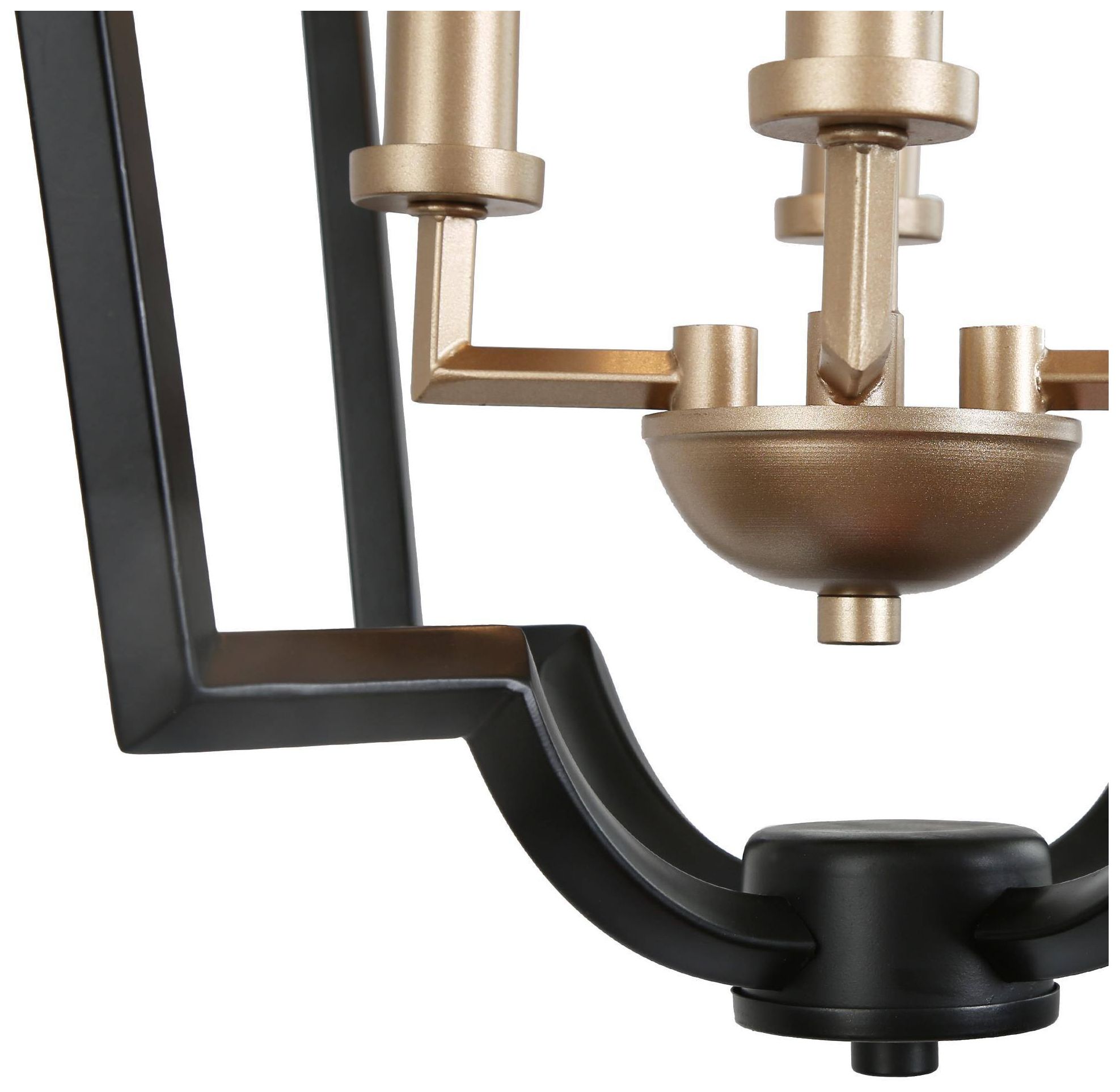 Image 5 4-Light 14.6"W Geometric Matt Black and Metallic Gold Chandeliers more views