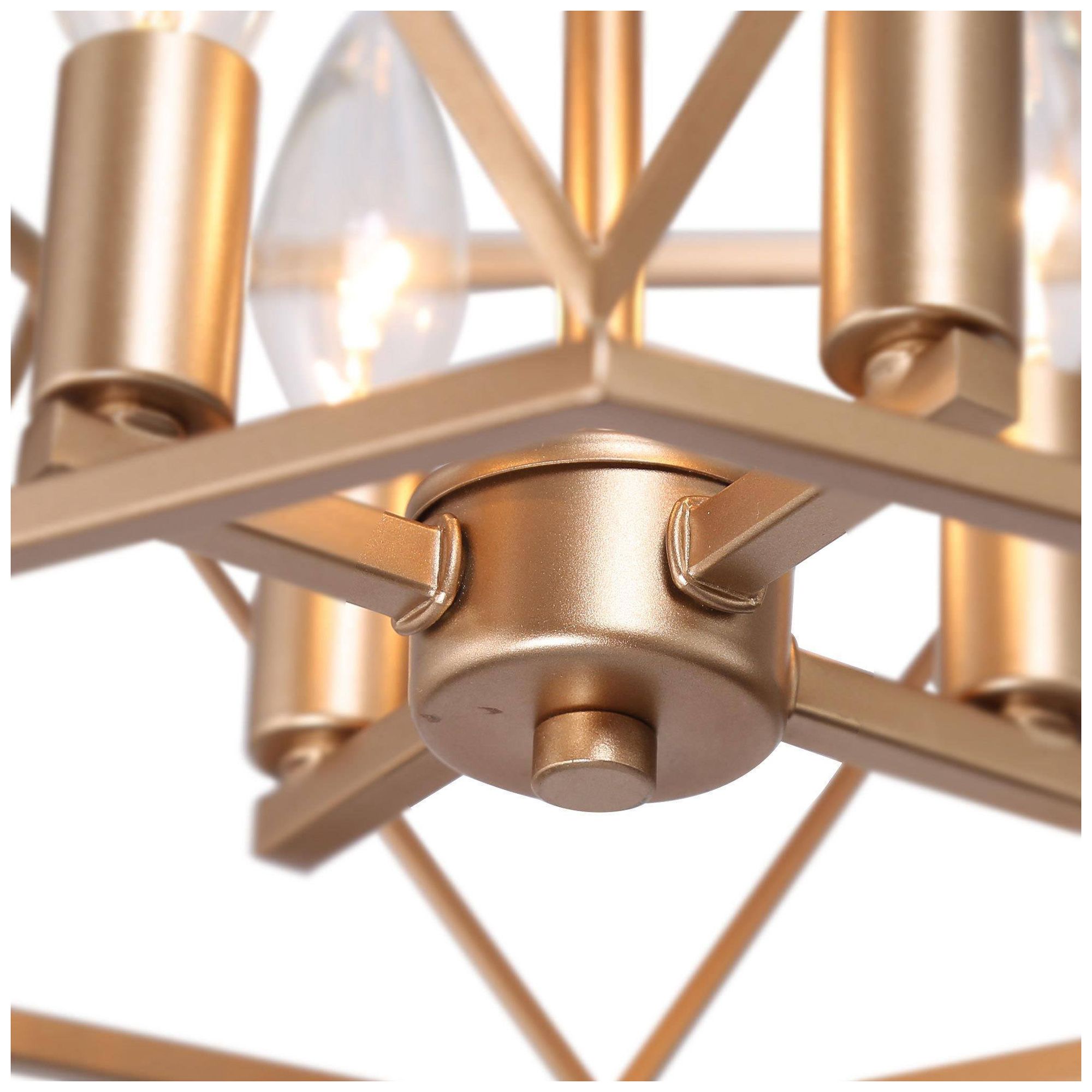 Image 2 4-Light 15.7"W Drum Metallic Gold Chandeliers more views