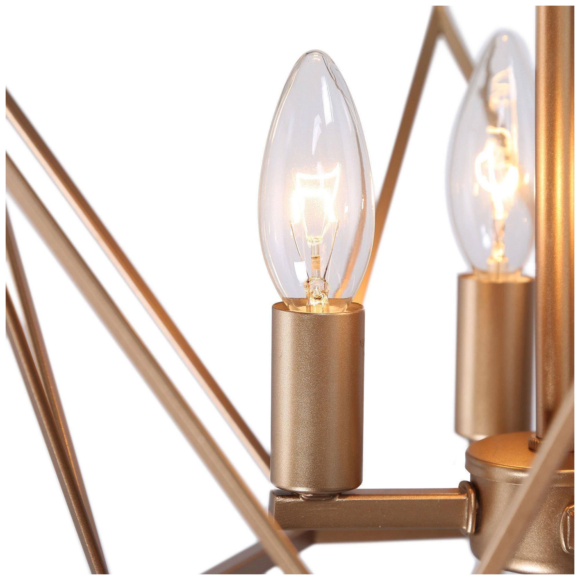 Image 3 4-Light 15.7"W Drum Metallic Gold Chandeliers more views