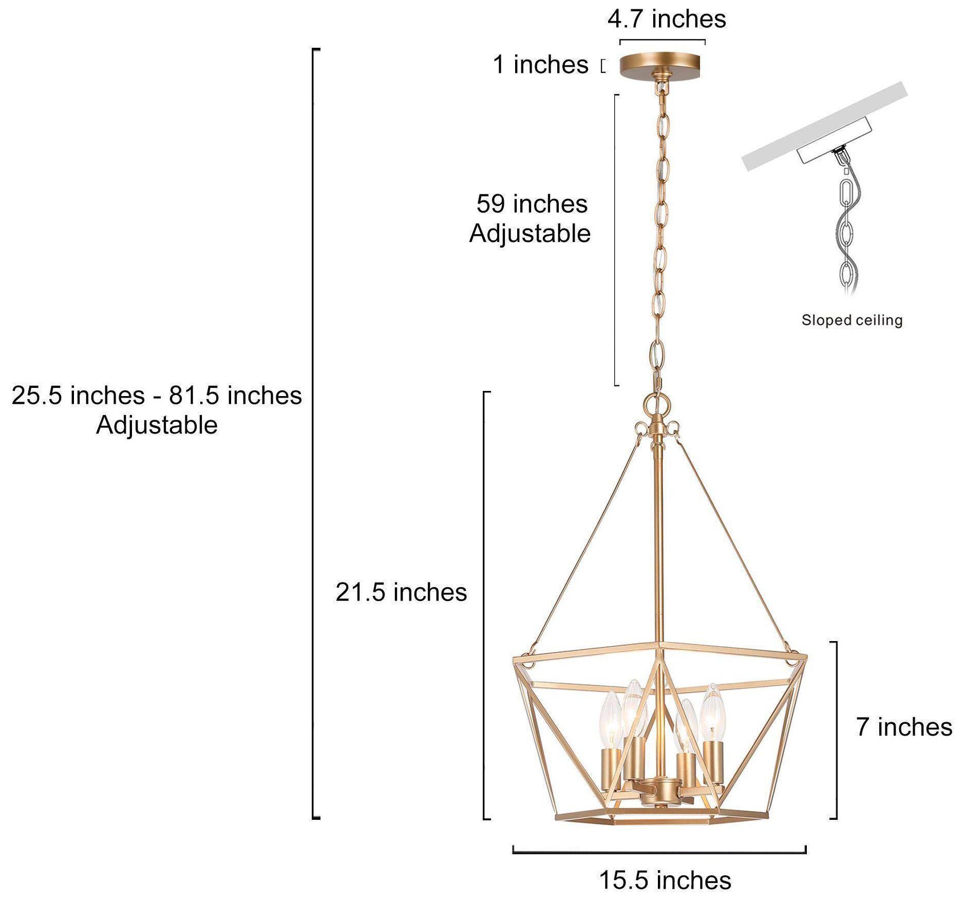 Image 4 4-Light 15.7"W Drum Metallic Gold Chandeliers more views