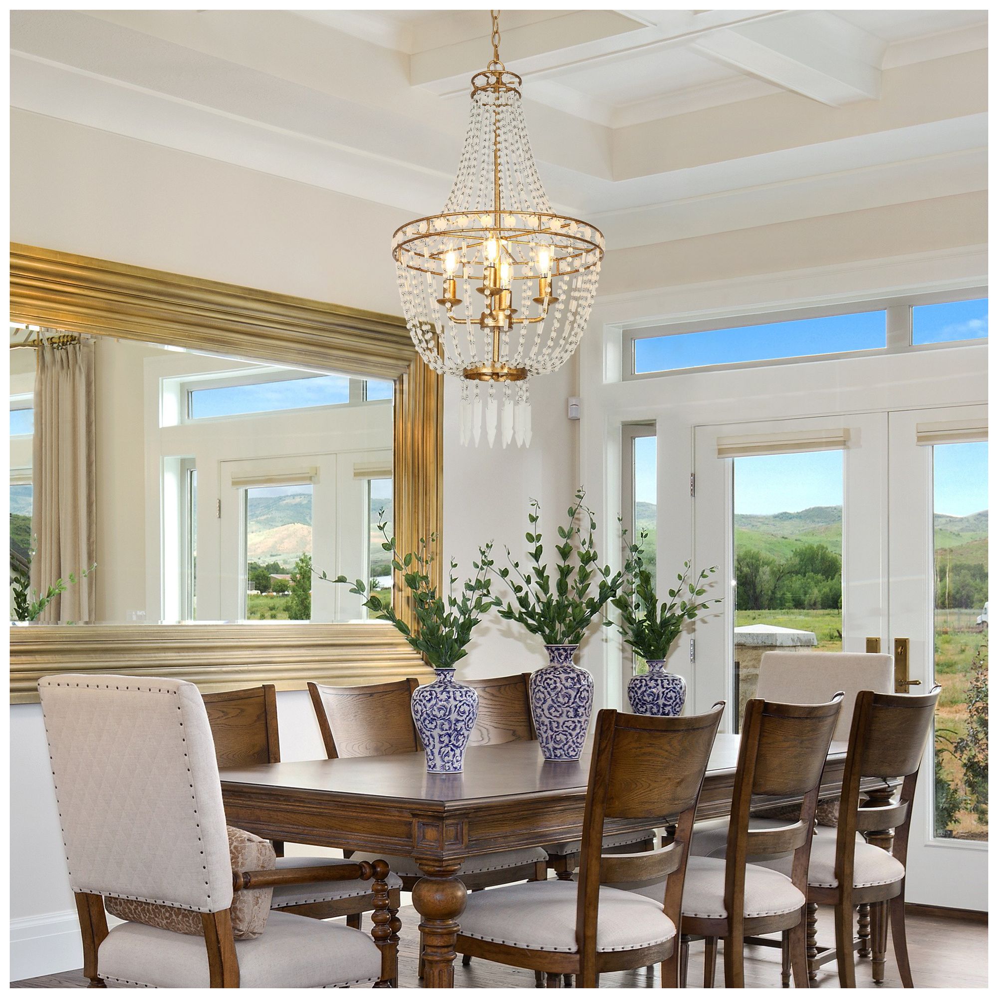 Image 2 4-Light 15.7"W Empire Spattered Antique Gold  Chandeliers more views