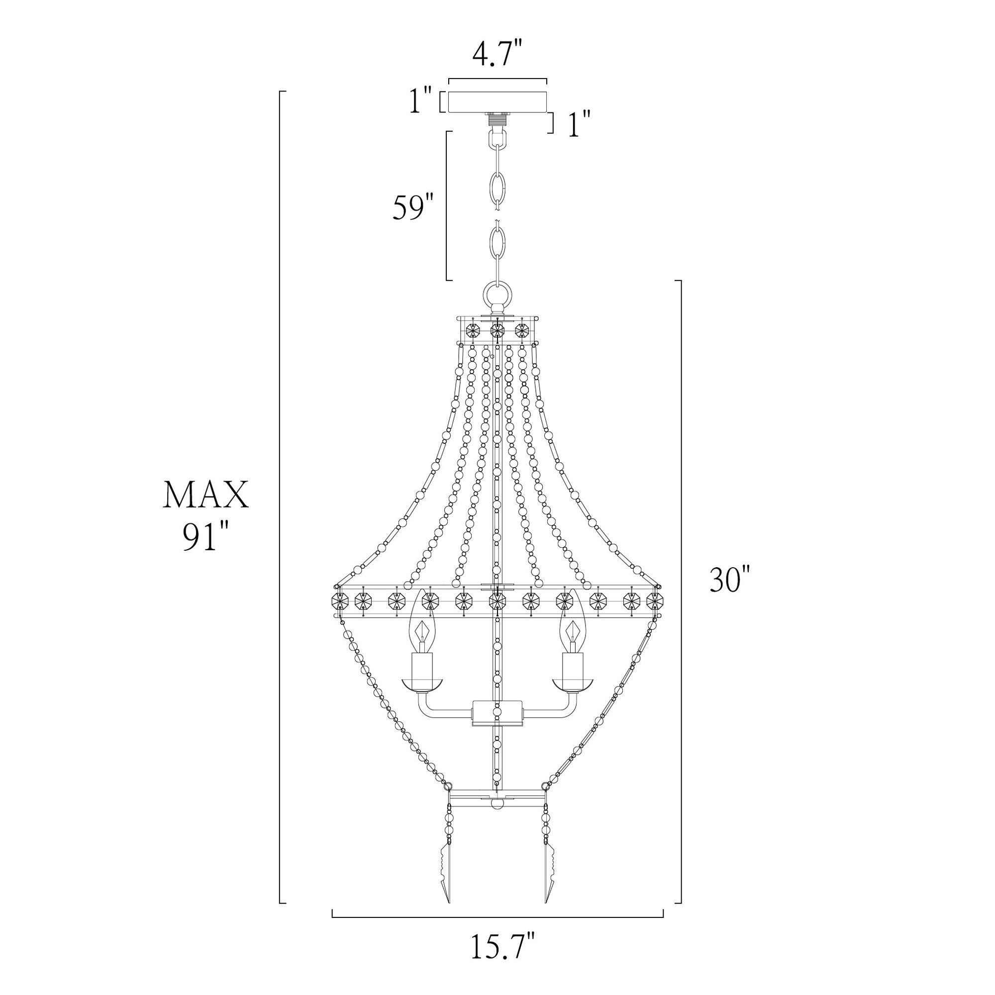 4-Light 15.7"W Empire Spattered Antique Gold  Chandeliers
